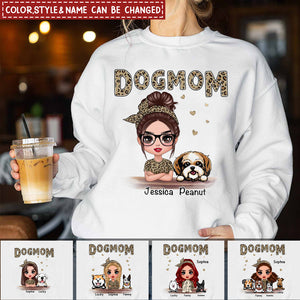Leopard Shirt Doll Dog Mom Personalized Sweatshirt