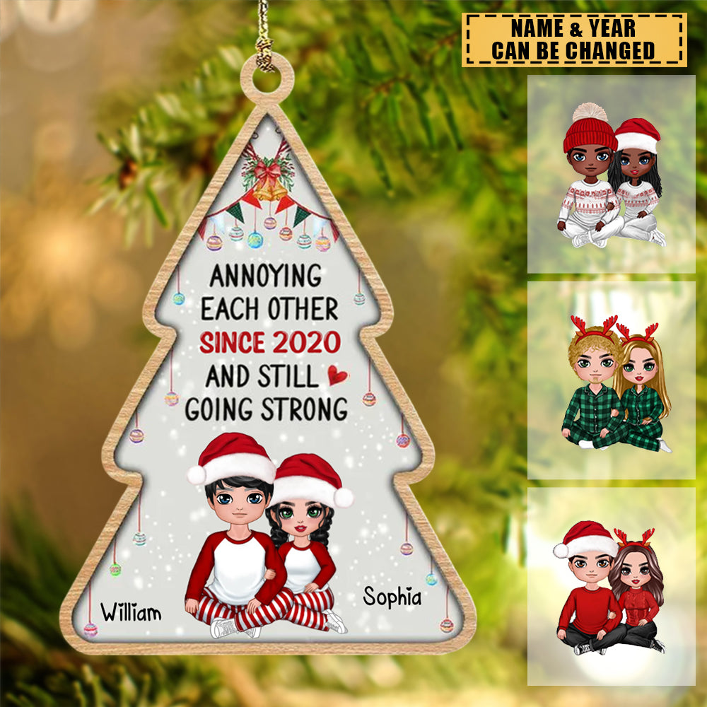 Annoying Each Other Couple Christmas Tree Shape Personalized Acrylic Ornament