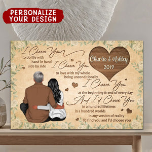 Back View Couple Sitting I Choose You Gift For Him For Her Personalized Horizontal Poster