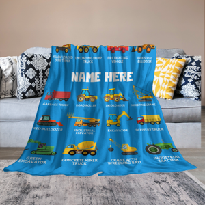 Personalized Construction Baby Blanket - Boys Gift
