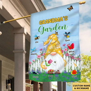 Customized Grandma's Garden With Little Bugs Flag