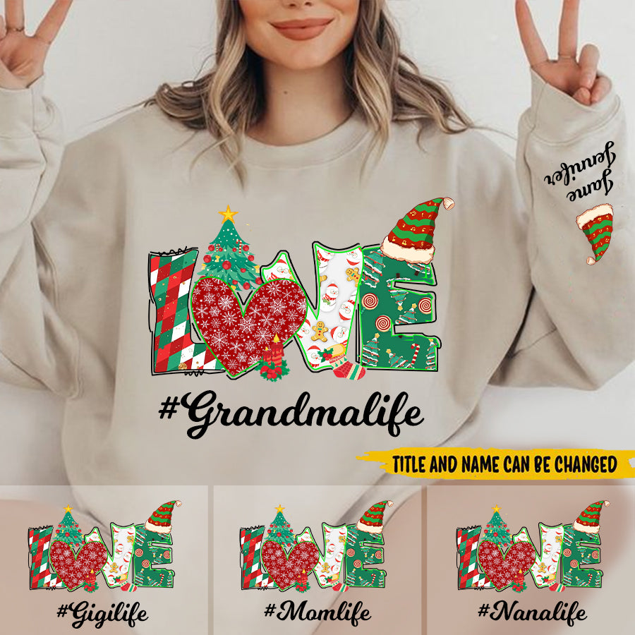 Personalized Grandma Life Christmas Hat Sweatshirt