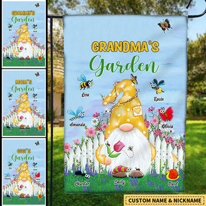 Customized Grandma's Garden With Little Bugs Flag