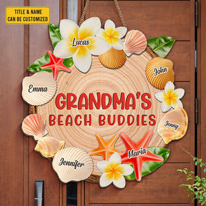 Grandma's Beach Buddies - Family Personalized Custom Shaped Home Decor Wood Sign