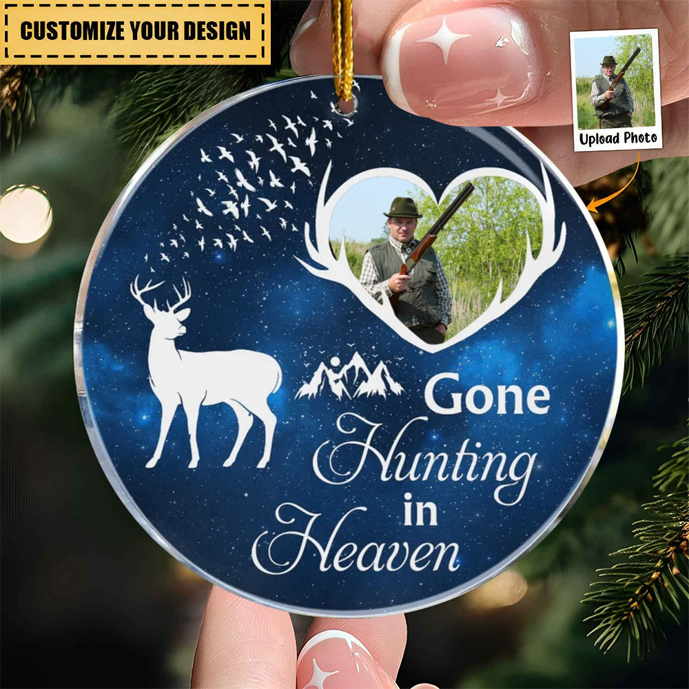 Gone Hunting In Heaven - Personalized Acrylic Photo Ornament - pixisid