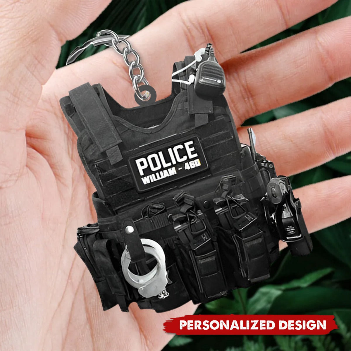 Personalized Police Bulletproof Vest Keychain Gift For Police