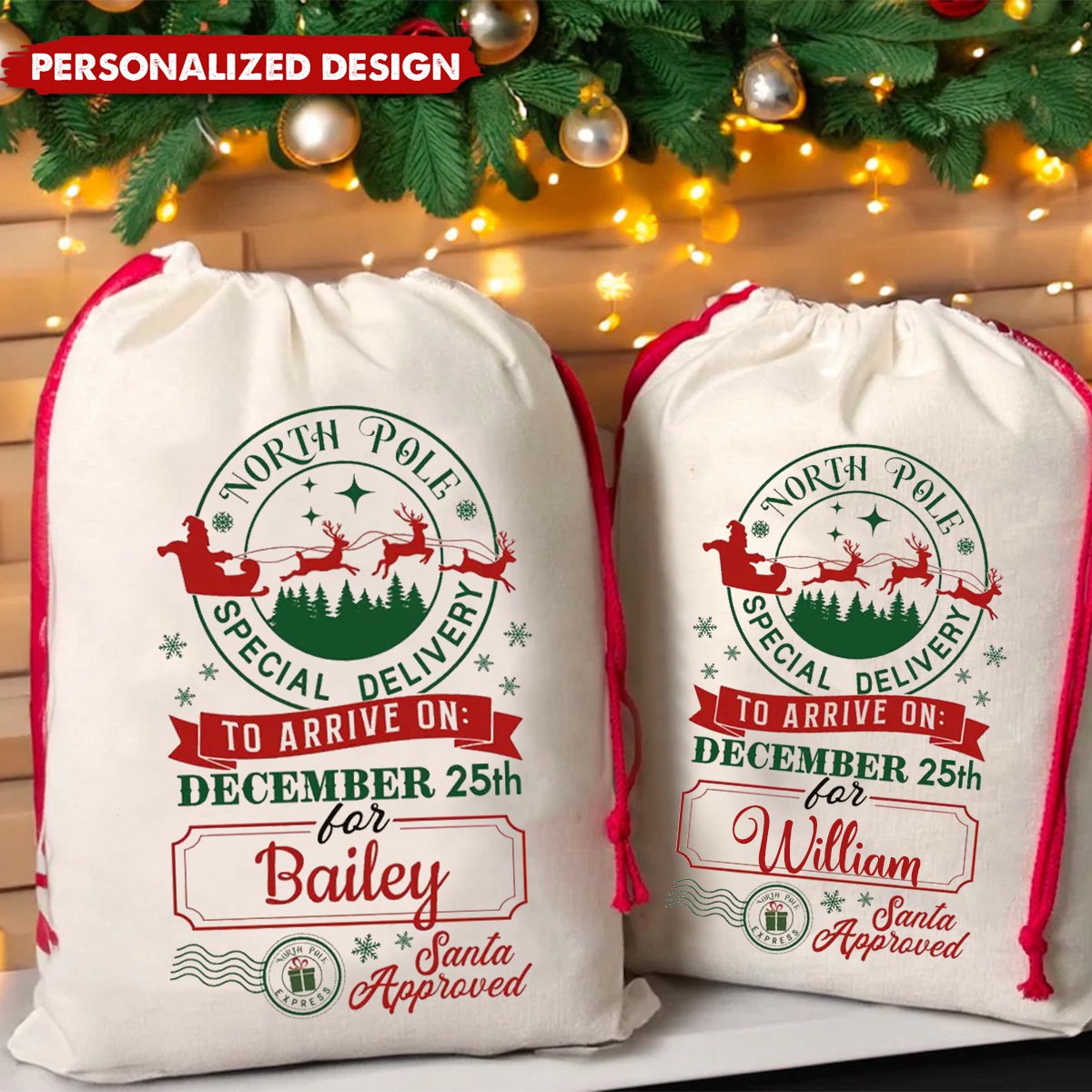 Personalized Custom Christmas Gift Favor Bag-Special Delivery To Family