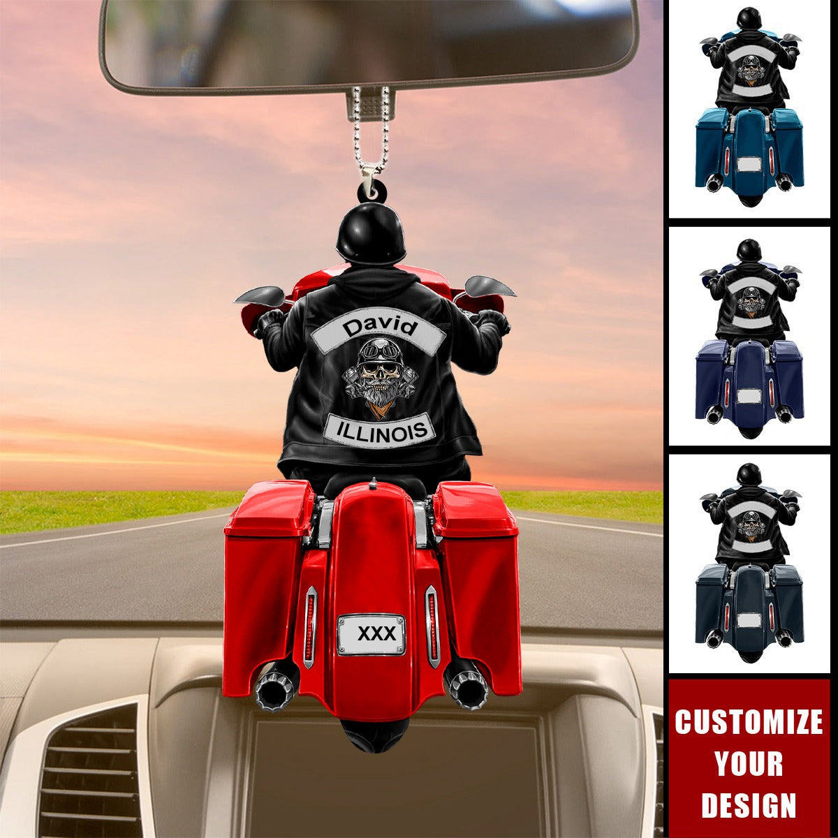 Biker Motorcycle Racing Personalized Personalized Car Ornament