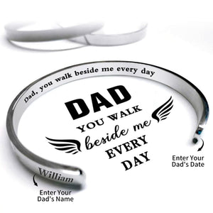 Dad, You Walk Beside Me Every Day - Personalized Engraved Bracelet