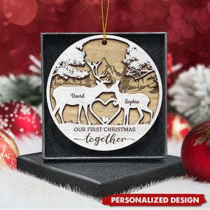 Couple Personalized Wood Ornament - Christmas Gift For Husband Wife, Anniversary, First Christmas