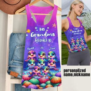 This Grandma Belongs To Colorful Turtle - Personalized Tank Top