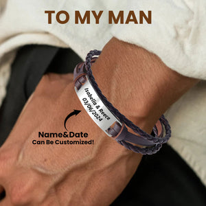 When Our Story Began Personalized Man Leather Bracelet