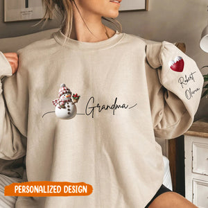 Christmas Snowman Grandma With Kids Personalized Sweatshirt