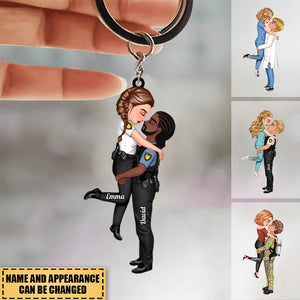 Personalized Couple Portrait Acrylic Keychain - Gifts by Occupation Personalized