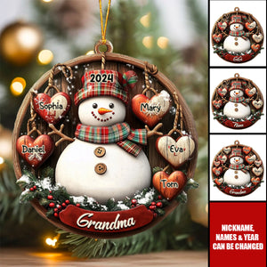 Snowman Grandma - Personalized Grandma Ornament