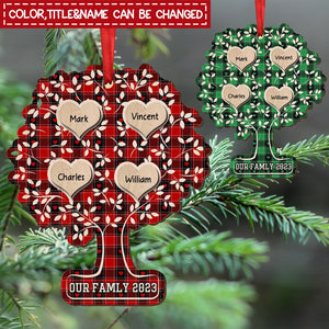 Our Family Tree 2023 Sweet Hearts Family Members Personalized Wooden Ornament