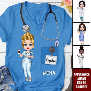 Nurse Scrub CNA RN Healthcare Worker Personalized V-neck 3D T-shirt