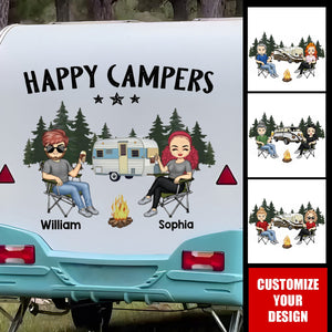 Camping Partners For Life Doll Couple Sitting Personalized RV Decal