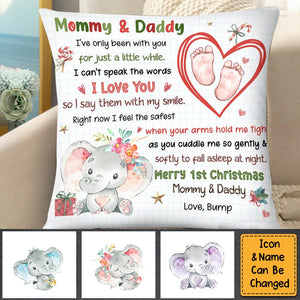 Baby's First Mommy & Daddy Right Now I Feel The Safest Personalized Pillow