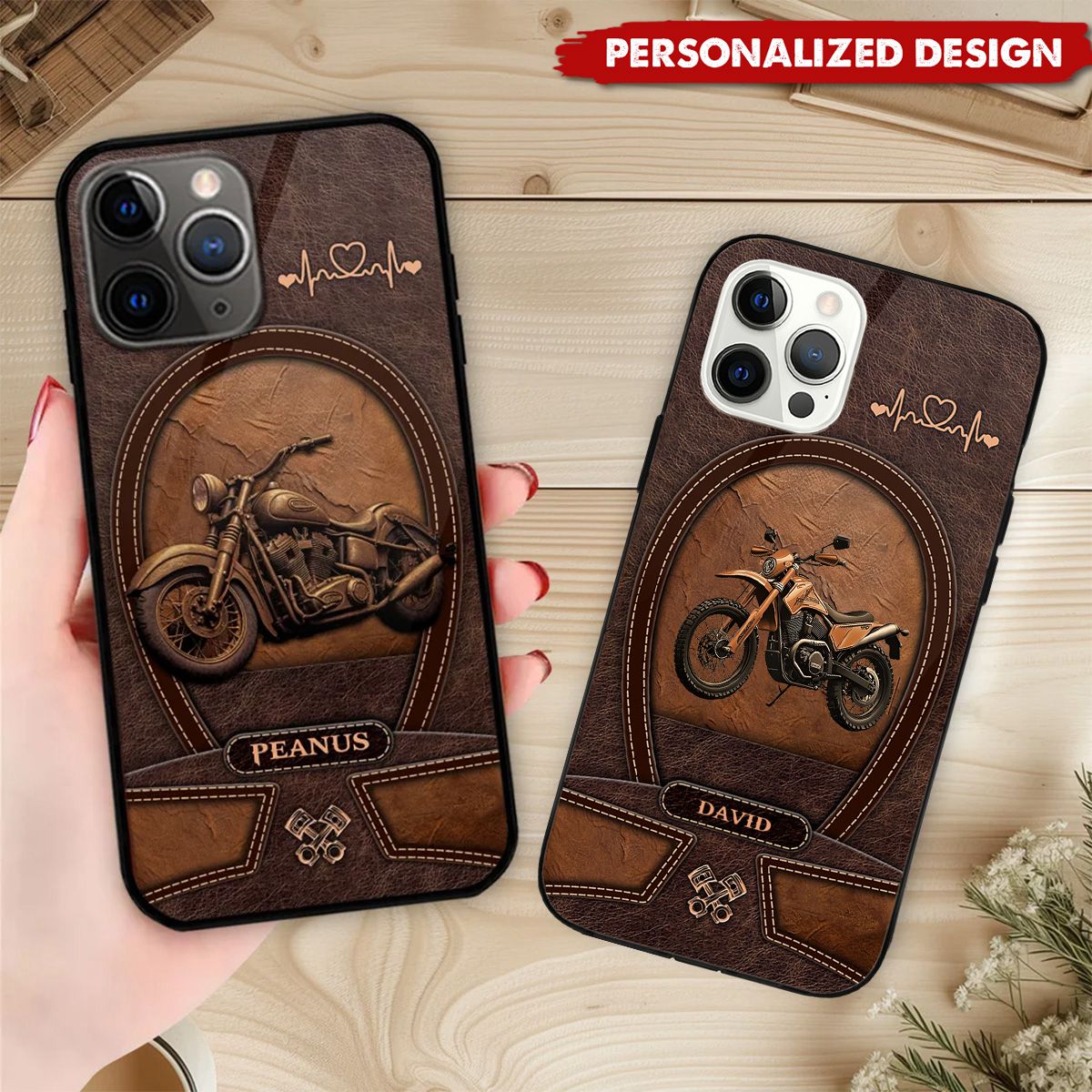 Old Biker Custom Leather Pattern Printed Personalized Phone Case