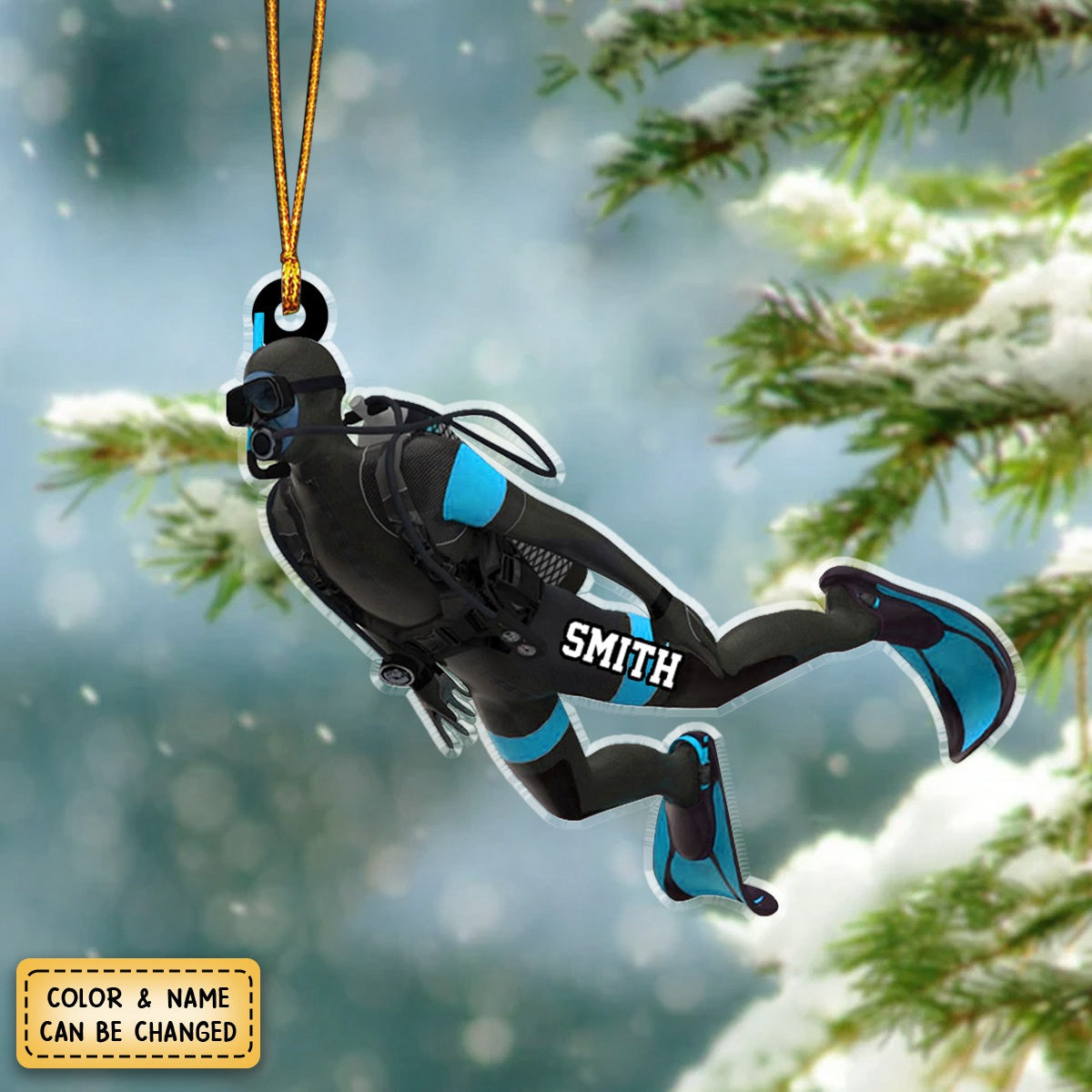 Personalized Scuba Diving Shaped Ornament – Gifts For Scuba Divers