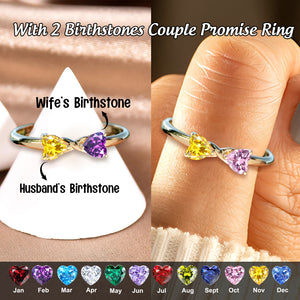 Couple Birthstone Rings Shaped Love Heart Simple And Fashionable