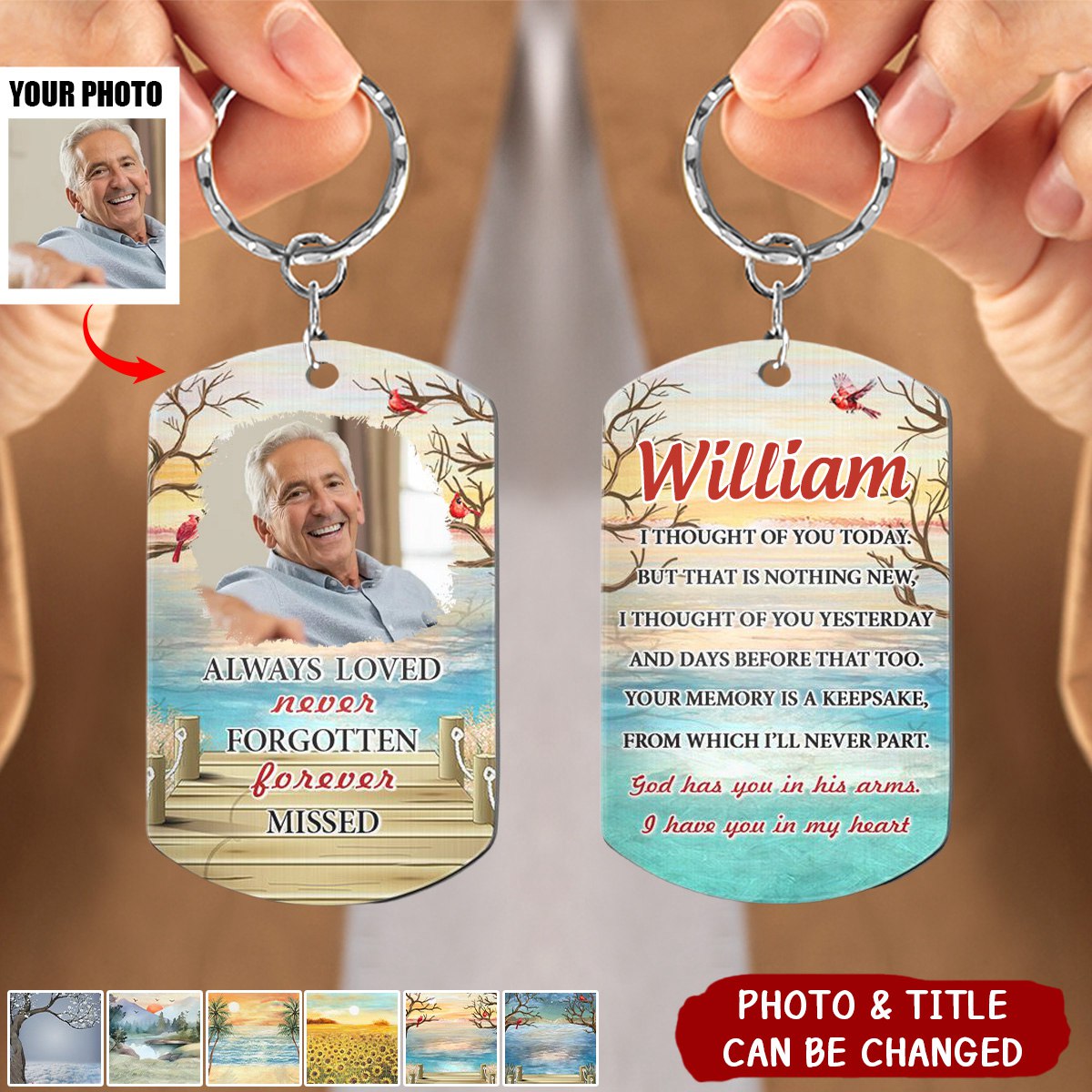 Custom Photo God Has You in His Arms I Have You in My Heart Sympathy - Personalized Aluminum Keychain