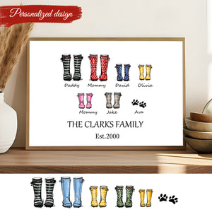 Personalized Family Shoes And Pet Prints Canvas Poster