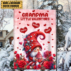 Red Grandma Mom's Little Valentine Kids Personalized Garden House Flag