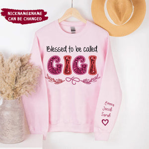 Pinky Glitter Grandma Mom, Blessed To Be Called Nana Personalized Sweatshirt