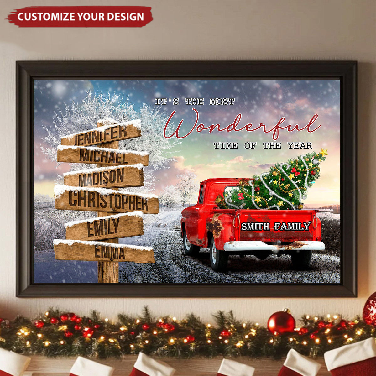 Family Is The Greatest Christmas Gift-Personalized Snow Scenery Customized Name Vintage Poster