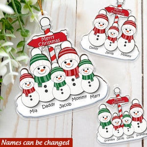 Personalized Snowman Family Christmas Acrylic Ornament