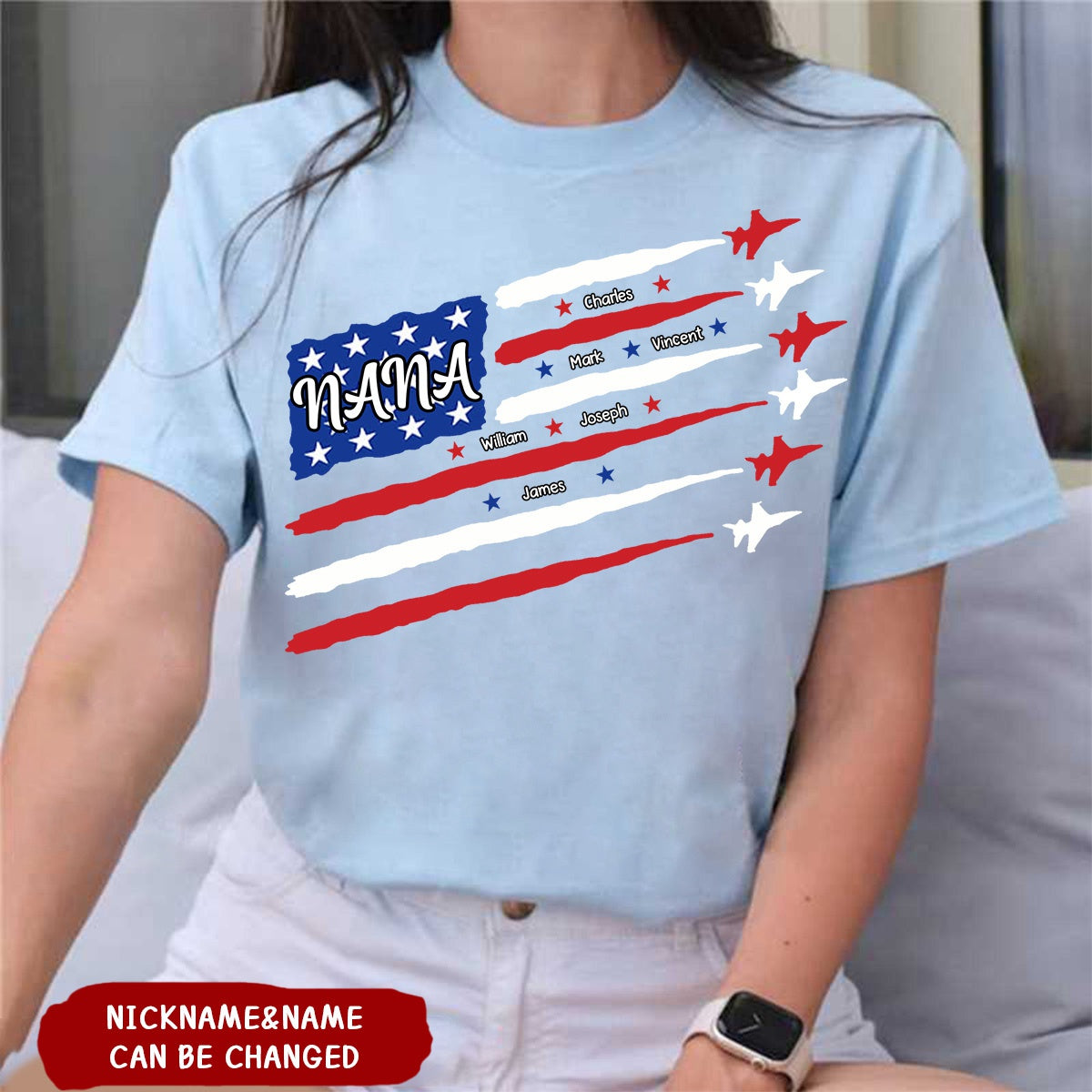 4th of July Air Force Grandma USA Flag Patriotic Independence Day Personalized T-Shirts