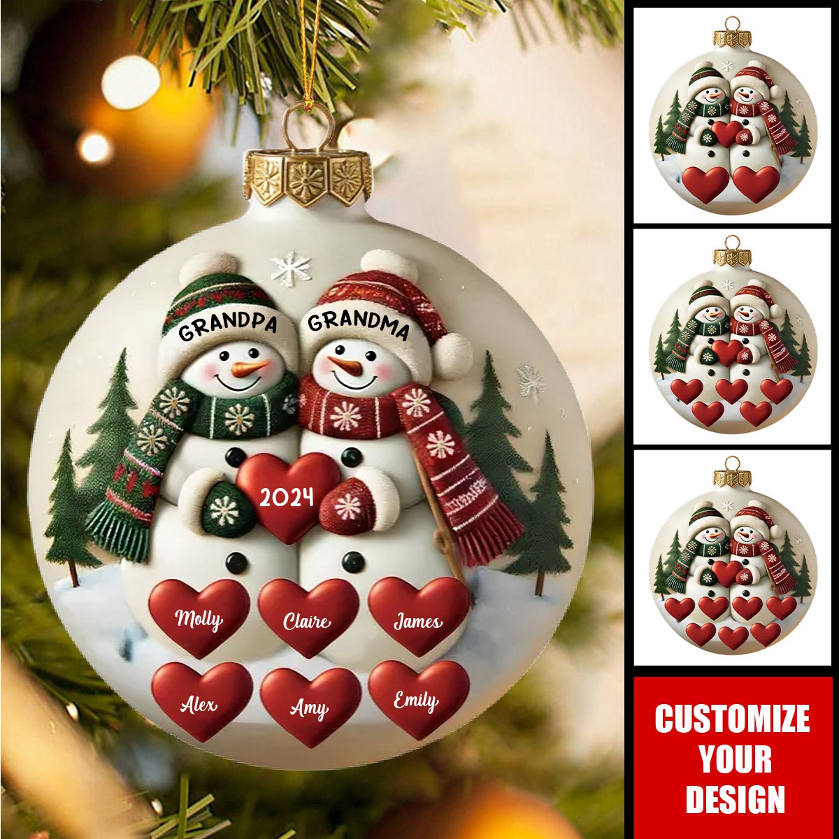 Grandma And Grandpa Merry Christmas - Personalized Custom Acrylic Ornament