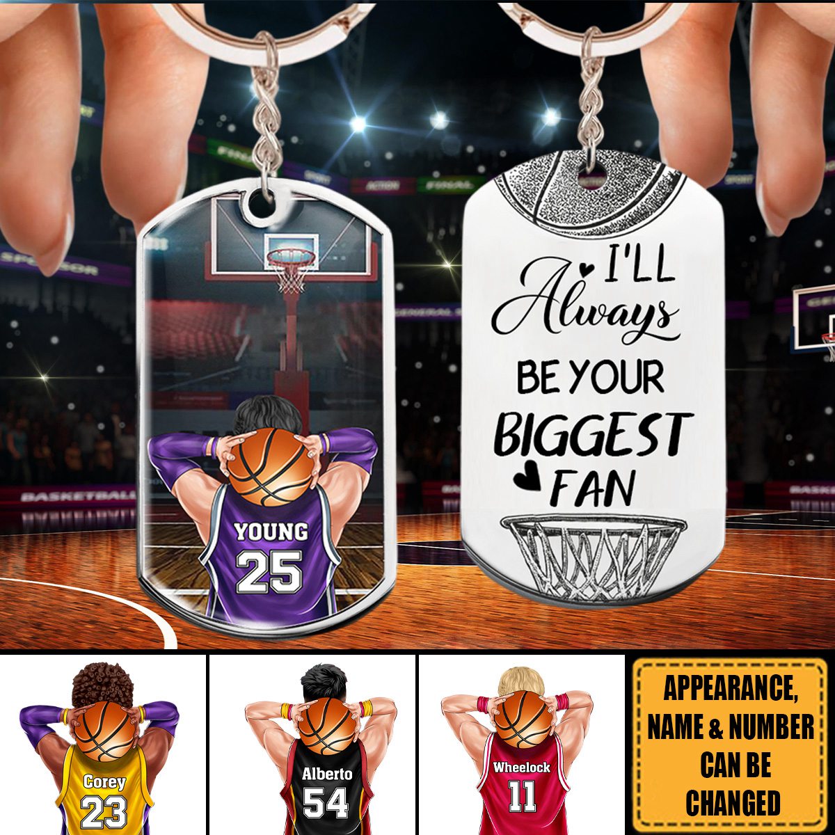 I Will Always Be Your Biggest Fan-Personalized Keychain,Gift For Basketball Lover