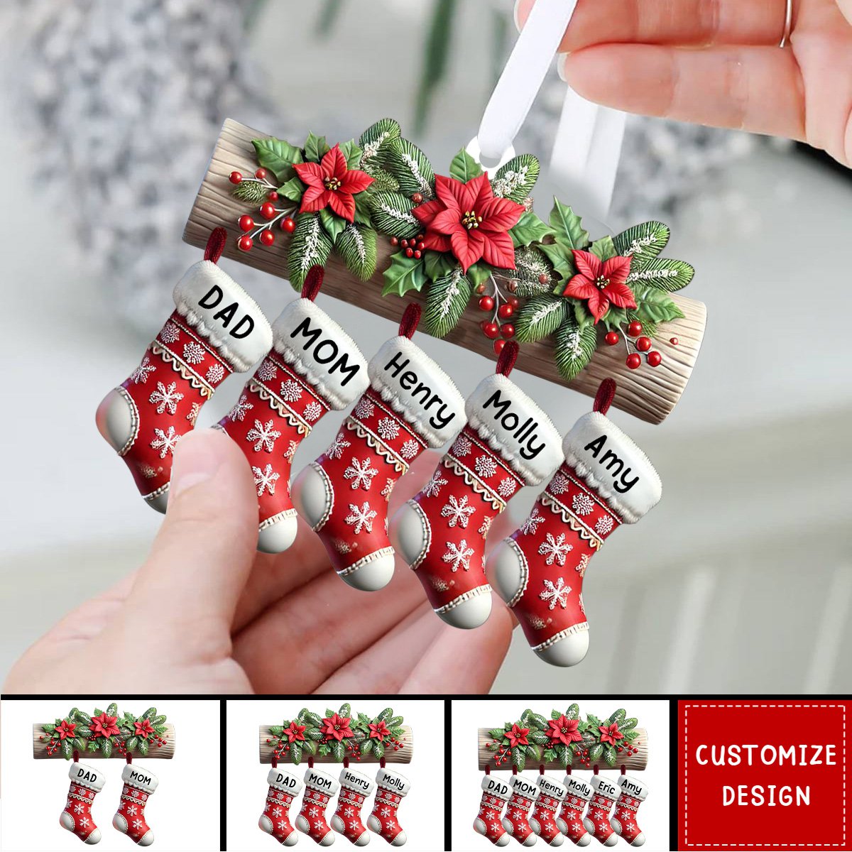 Christmas Stockings - Personalized Family Ornament