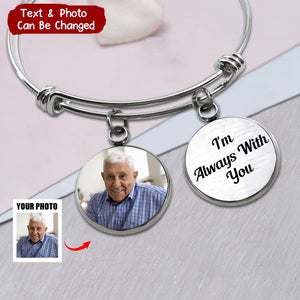 Custom Photo Charm Text Memorial Antique Silver Personalized Bracelet