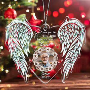 Custom Photo God Has You In His Arms I Have You In My Heart - Memorial Ornament