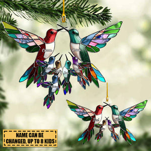 Family Members Christmas Hummingbird Together Personalized Acrylic Ornament