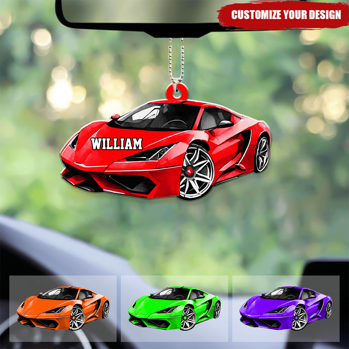 Colorful Car Personalized Acrylic Car Ornament