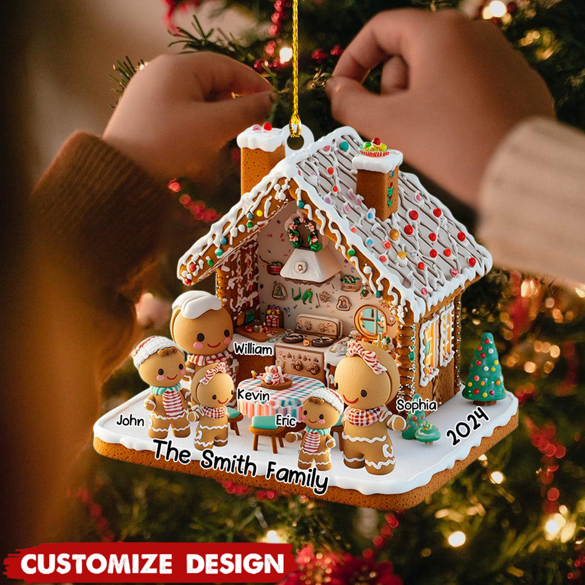 Ginger Bread Family - Personalized Family Ornament