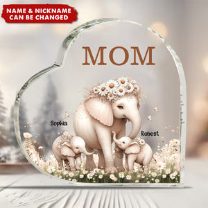 Mama Elephant With Little Kids Personalized Acrylic Plaque