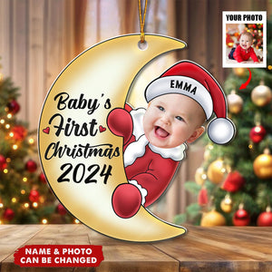 Custom Photo Christmas Santa Baby - Personalized Cutout Acrylic Ornament