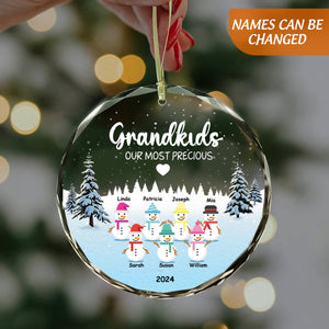 Personalized Christmas Snowman Ornament,Family Member Names-Gift For Grandma