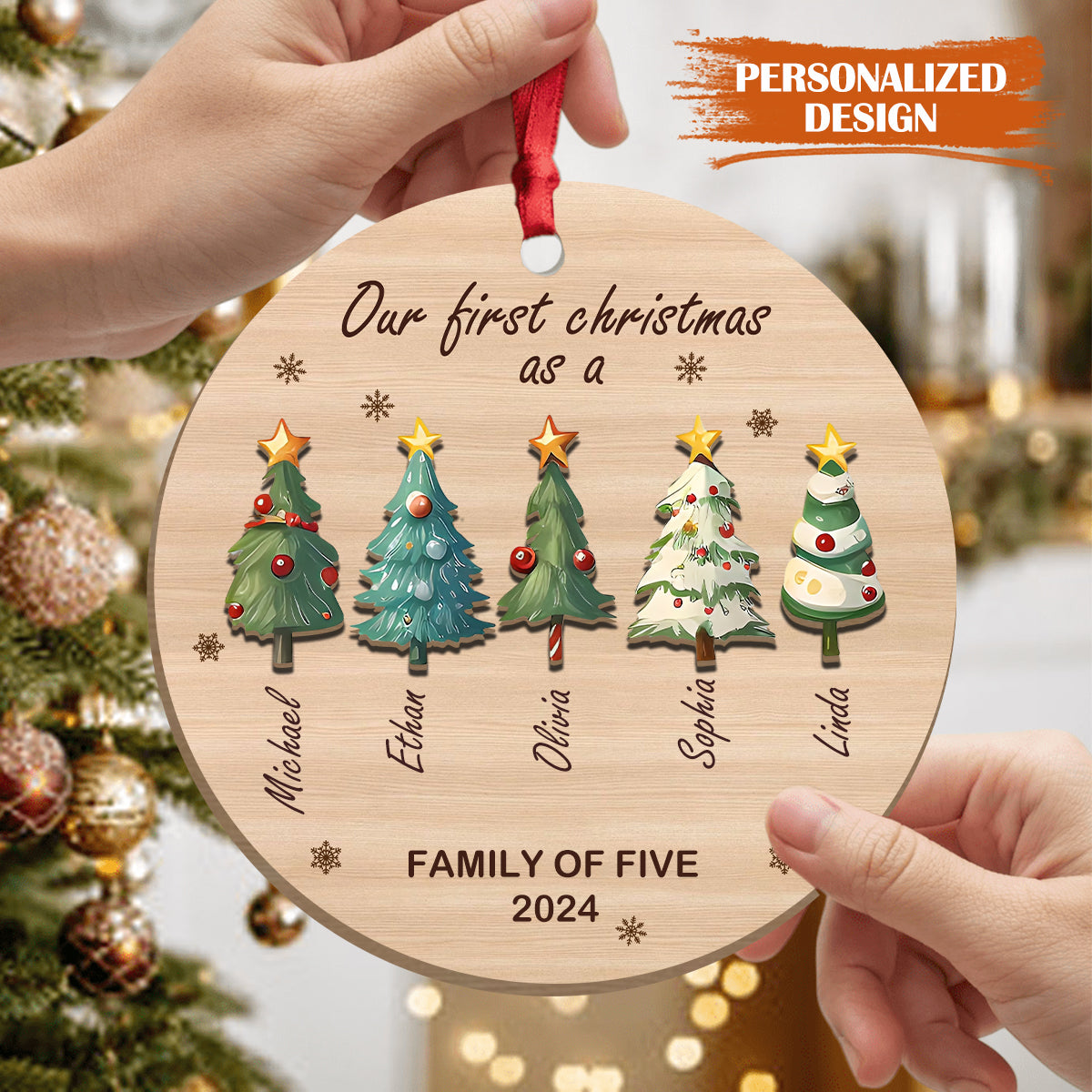 Personalized Custom Tree  Wooden Ornament