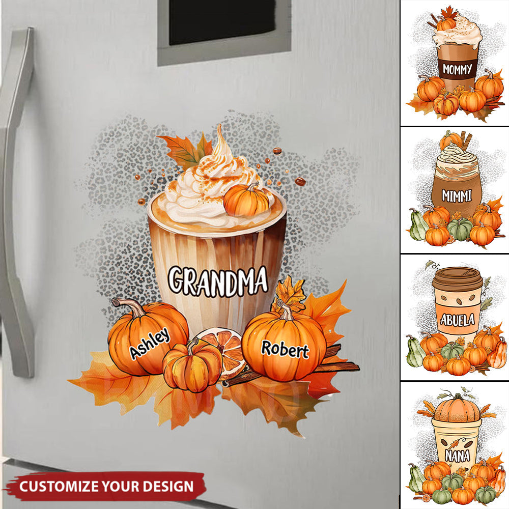 Grandma Mom Pumpkin Spice Latte Personalized Decal Sticker