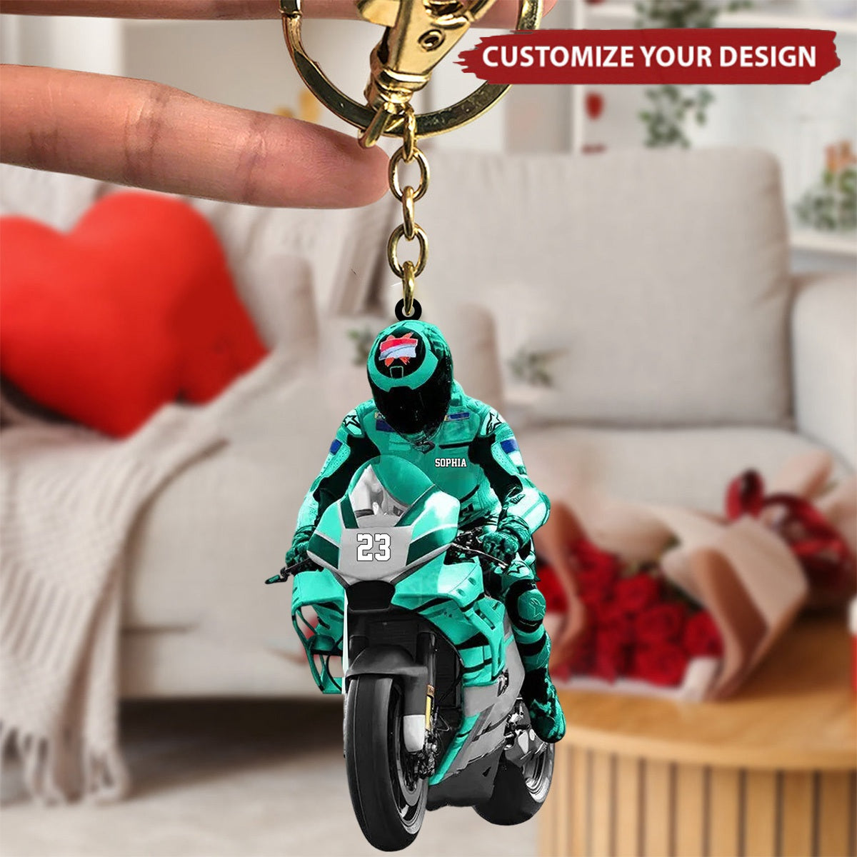 Personalized Biker Colorful Motorcycle Acrylic Keychain- Gift for Biker