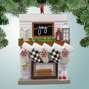 Christmas Fireplace Mantel Family Stocking Ornament