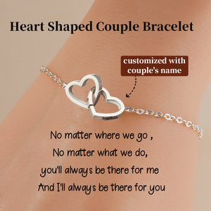 Personalized Name Customization Simple Stylish Heart Shaped Couple Bracelet