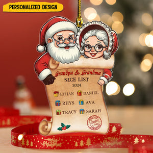 Personalized Grandparents To Give To Children Christmas Gift List Ornament